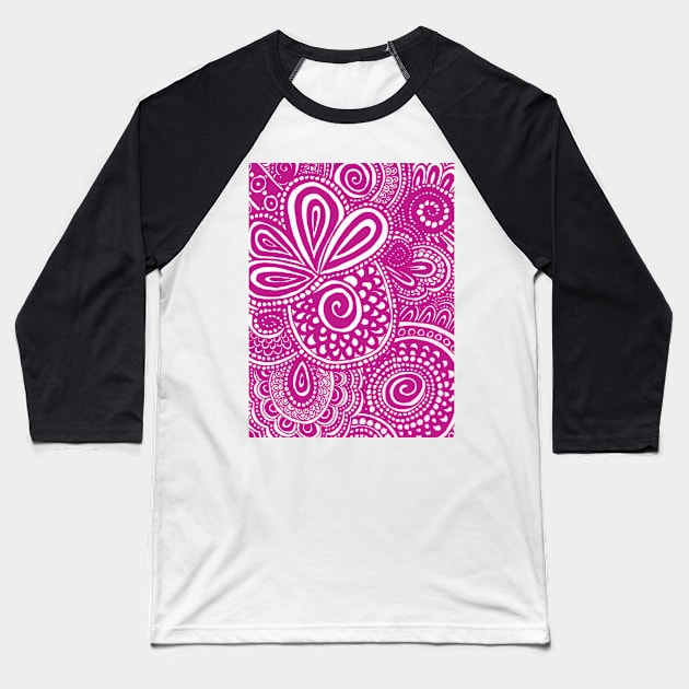 Fuschia Pina Swirls Baseball T-Shirt by AmyMinori